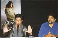 Shah Rukh Khan and Santosh Sivan at the Asoka music launch in New York