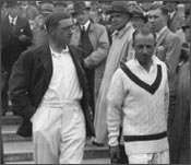 Walter Hammond (left) with Sir Donald Bradman